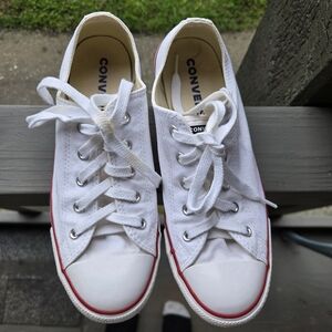 Converse White Canvas Sneakers with Red Trim